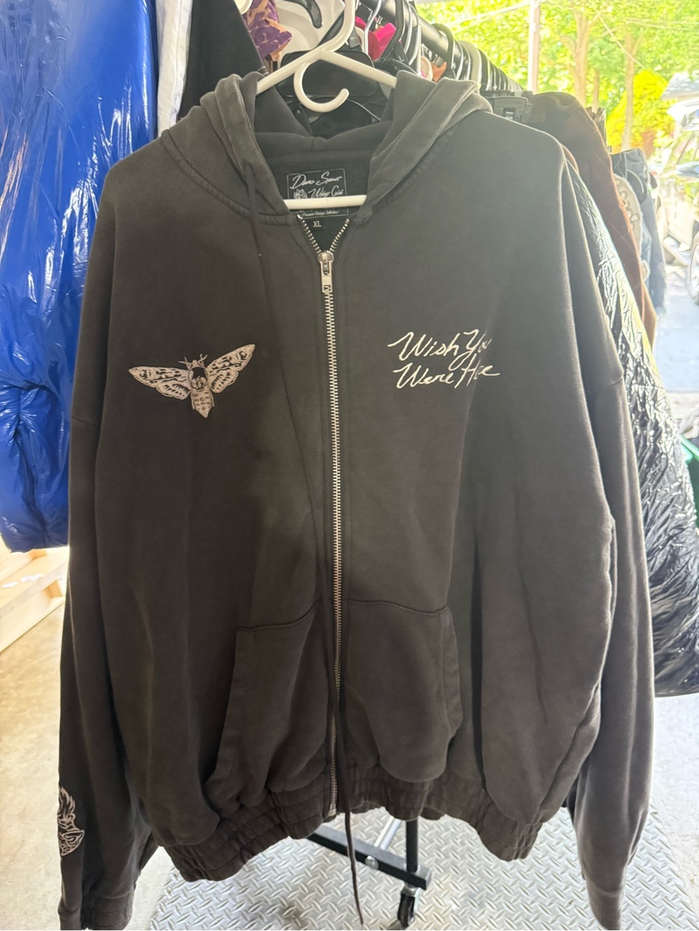 Darc Sport Black Zip-Up Hoodie with Moth Graphic